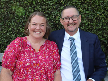 Mike Blackwell with his wife Sarah McCallum at the the 150th anniversary of Blackwell's Department Store.